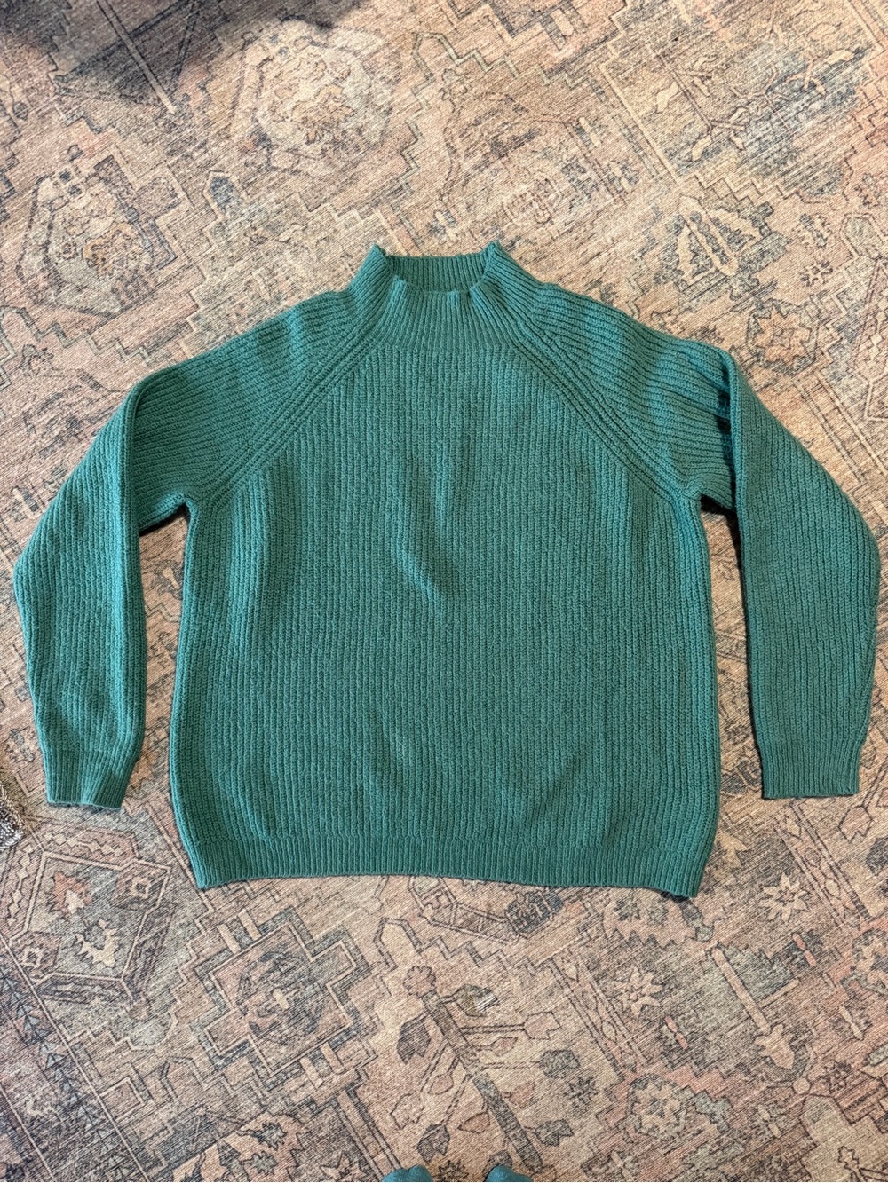 Women’s Ribbed Crewneck Sweater in Teal Green